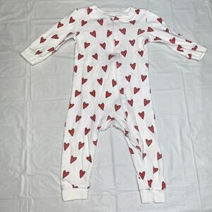Sammy + Nat White Red Heart One-Piece Baby Girls Pajamas Size 12 Months